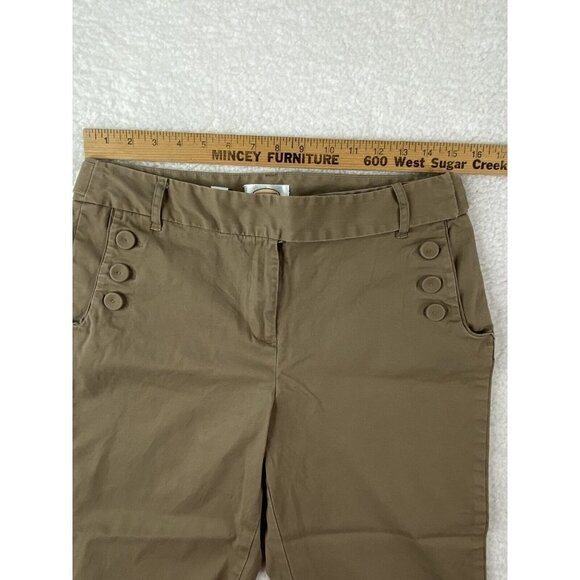 Talbots Pants Womens 8 Khaki Crop Capri Chino Stretch 3 Button Sailor 31x22 - Picture 8 of 15